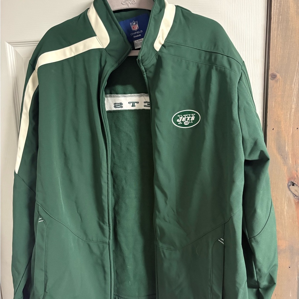 Reebok Green and White Men's Bomber Jacket